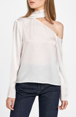 Davenport Scarf Detail One-Shoulder Top