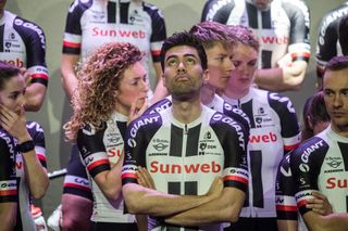 Tom Dumoulin takes centre stage during the Team Sunweb presentation