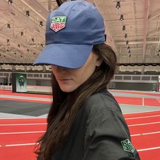 Eliza Huber at the New Balance TRACK in Boston wearing pieces from the New Balance x TAG Heuer collaboration. 