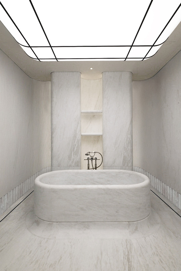 Mountain Residence, the interior of a home composed in light neutral colours and sculptural design and art