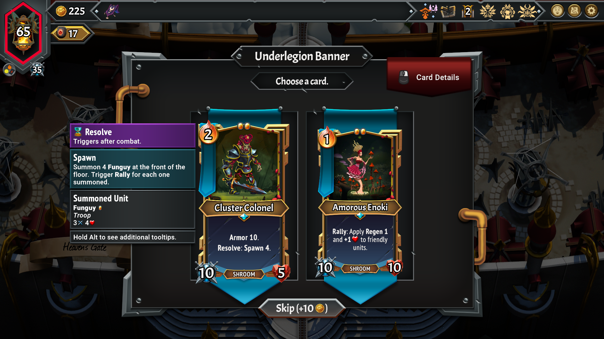 Choosing a card from a banner in Monster Train 2.