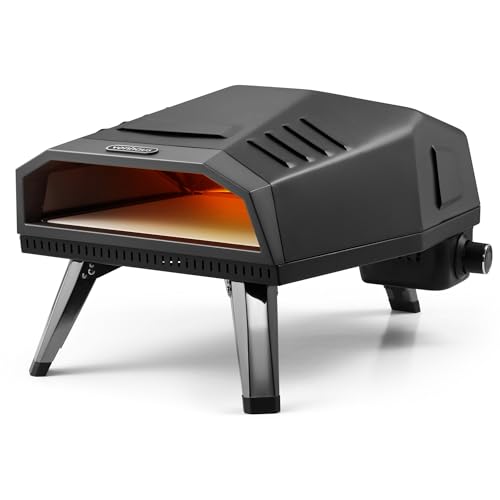 Vonhaus Gas Pizza Oven Outdoor – Tabletop With Pizza Stone, Hose & Regulator, Carry Bag Included – Steel, Foldable Legs, Adjustable Temp Dial – for Up to 12” Pizzas – Can Also Smoke Meat, Fish & Veg