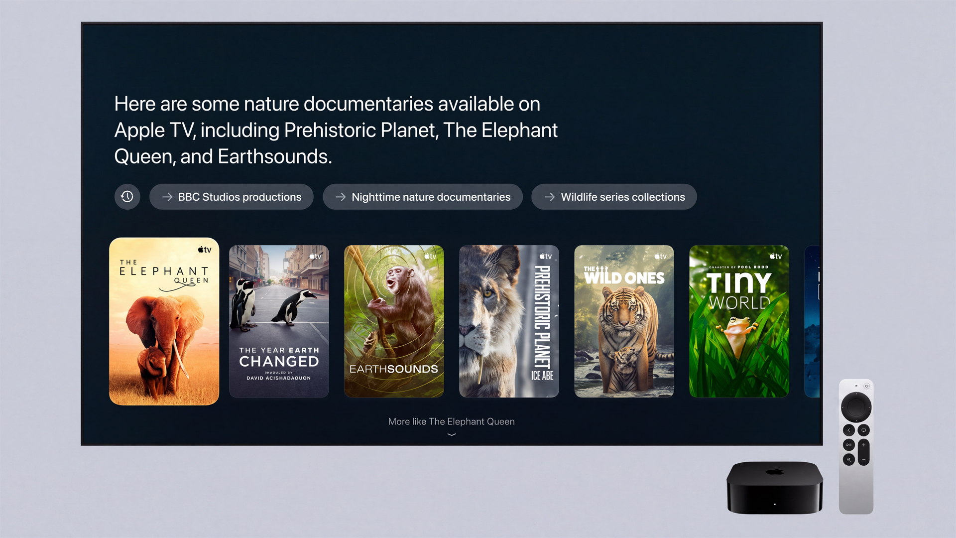 Apple TV 4K with Siri AI on screen