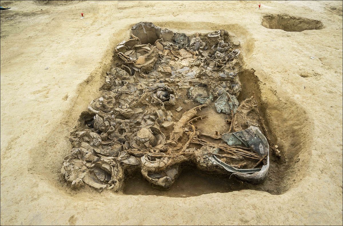 The rich assemblage of grave goods indicates that the person buried here held a high status. 