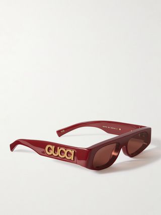 Rectangular-Frame Acetate Sunglasses