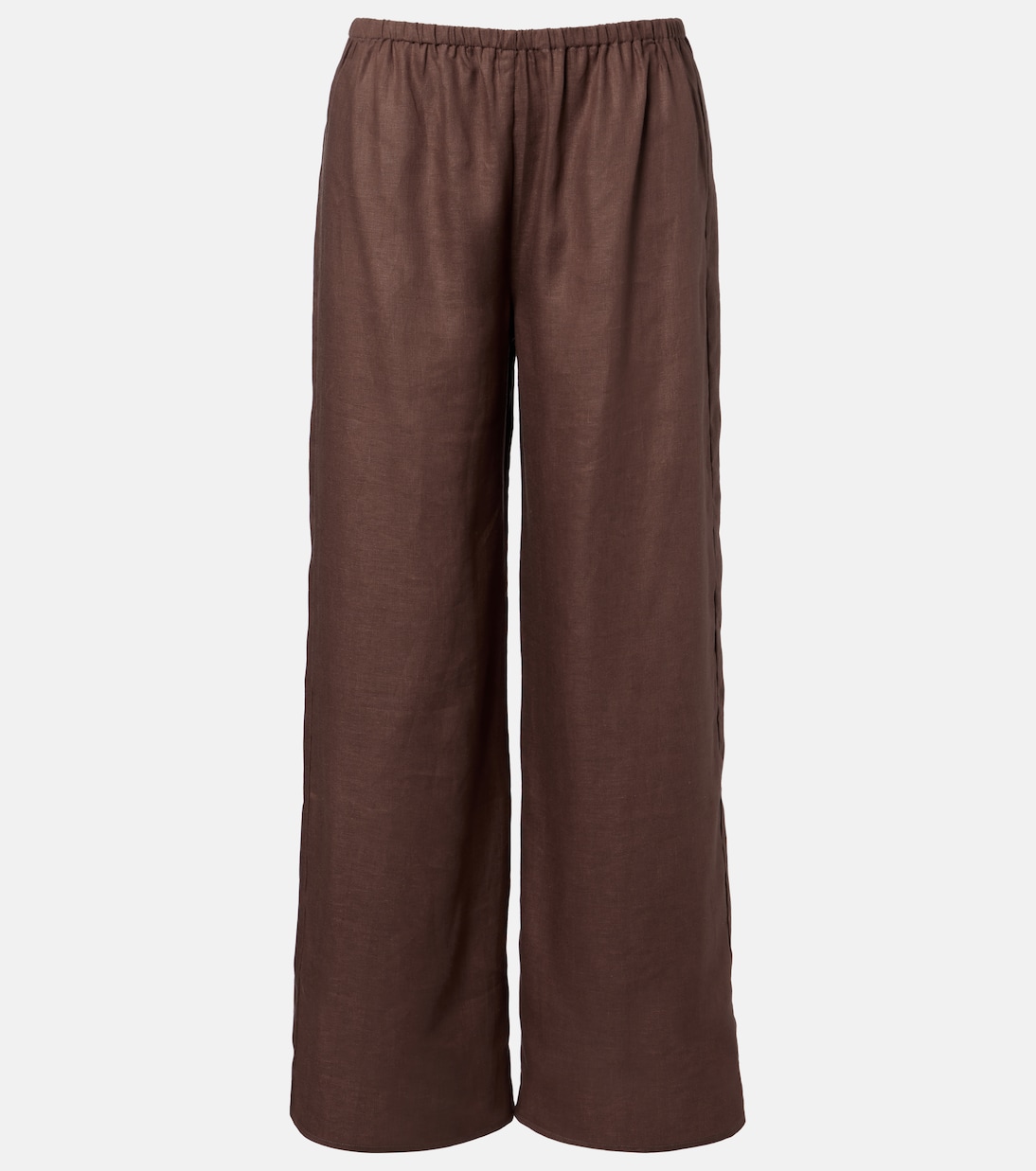 Austin Linen Wide-Leg Pants in Brown - Asceno