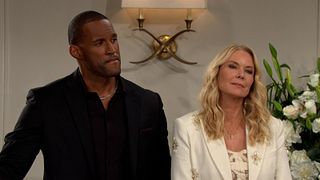 Carter (Lawrence Saint-Vincent) and Brooke (Katherine Kelly Lang) watch the fashion show in The Bold and the Beautiful