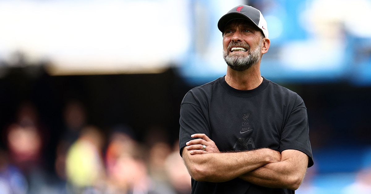 Liverpool manager Jurgen Klopp reacts ahead of the English Premier League football match between Chelsea and Liverpool at Stamford Bridge in London on August 13, 2023.