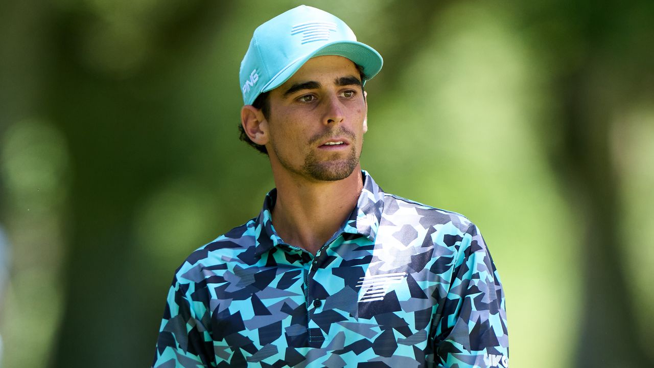 Joaquin Niemann from the chest up during a LIV Golf tournament