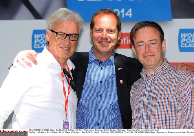ASO's Christian Prudhomme with the Mayor of Antwerp, Bart De Wever