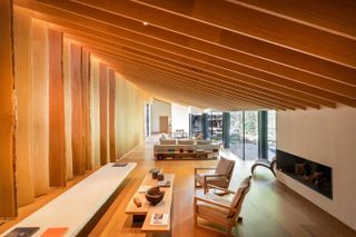 kenzo house interior clad in timber