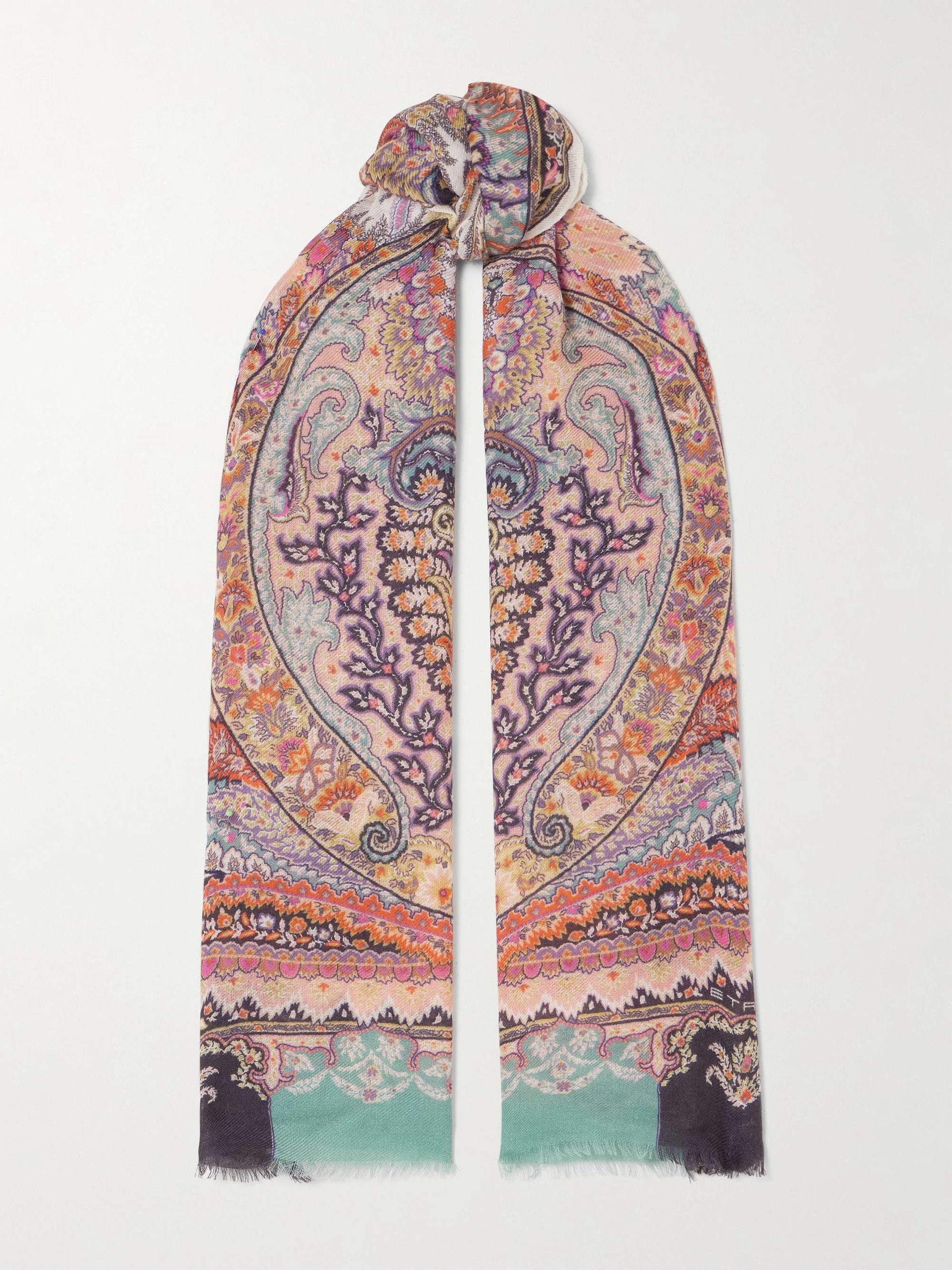 Paisley-Print Wool, Cashmere and Silk-Blend Scarf
