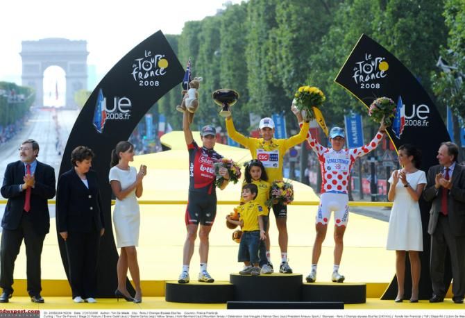 The 2008 podium again saw Cadel Evans finish second overall