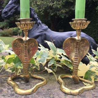 cobra shaped brass candlesticks