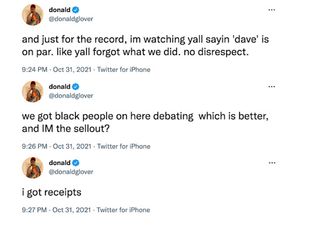Donald Glover Twitter screenshots