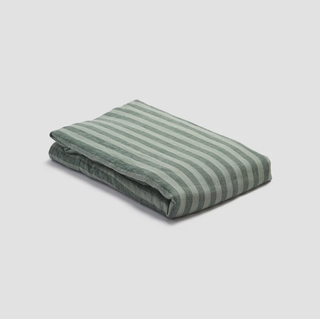 green striped linen sheet