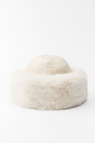 ZARA Faux Fur Knit Beanie