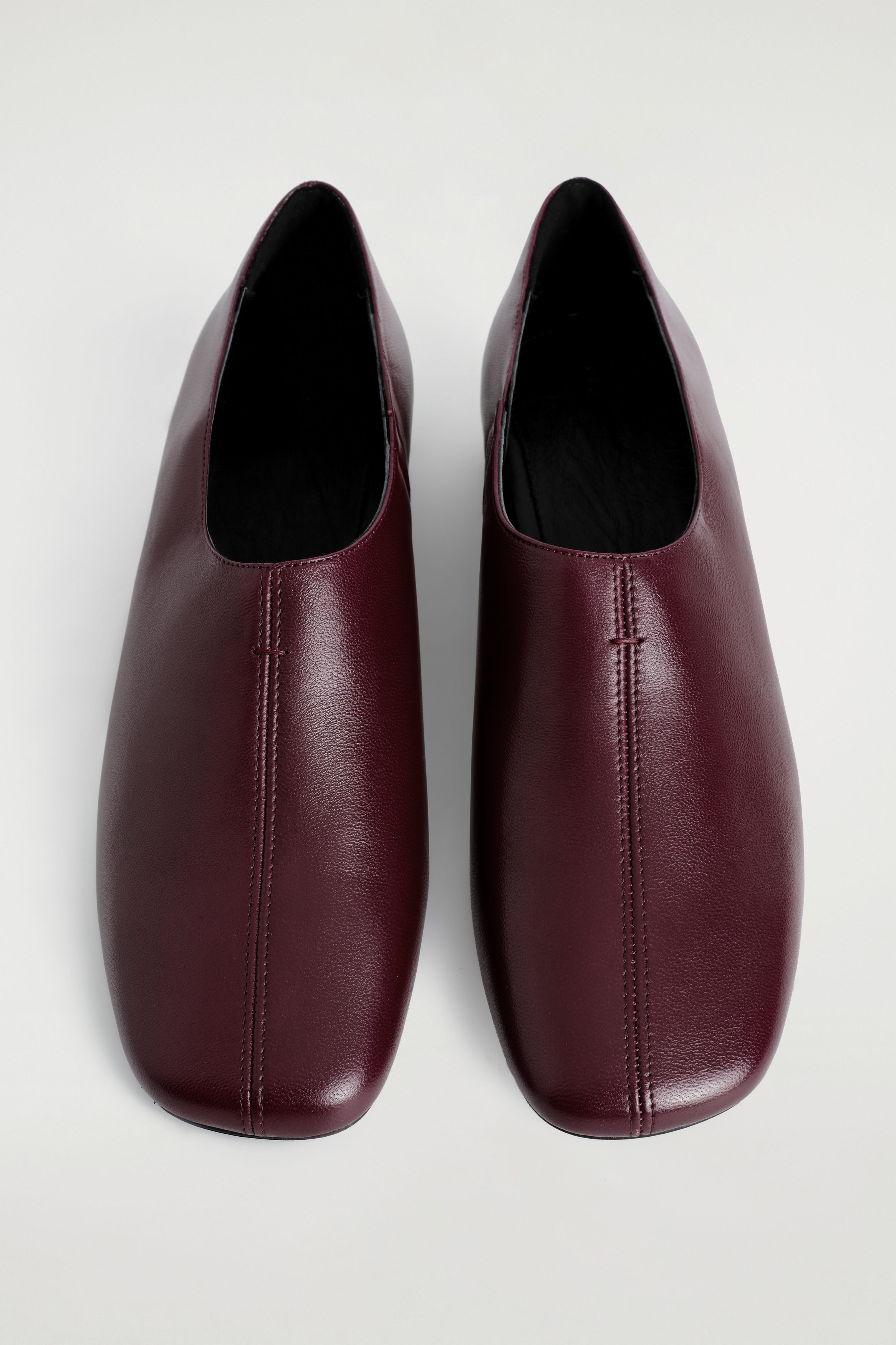 Square-Toe Leather Heeled Shoes