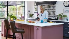 With a colourful twist on a modern design, Lucy Kirwan has created a party-ready kitchen to be proud of