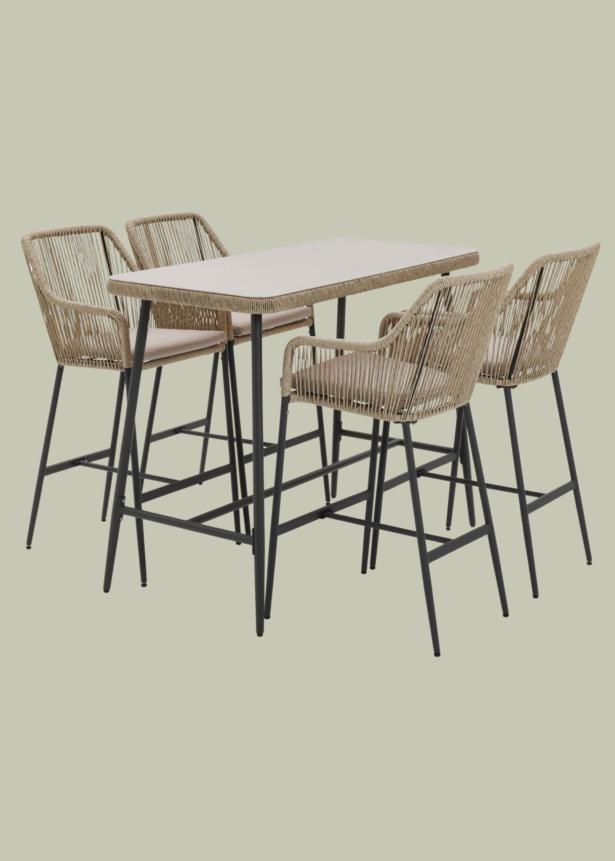 Habitat, Habitat Malta 4 Seater Rattan Effect Garden Bar Set -Natural
