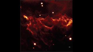 Infrared image of Orion's photo-dissociation region captured by the Keck 2 telescope.
