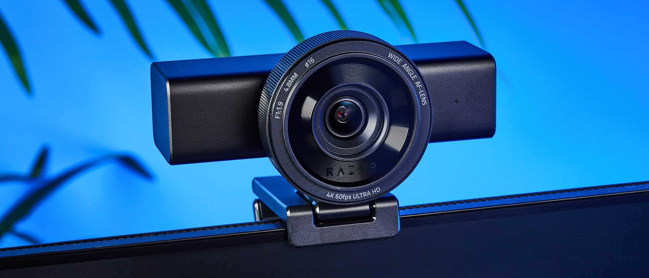 A black Razer Kiyo V2 Pro 4K webcam