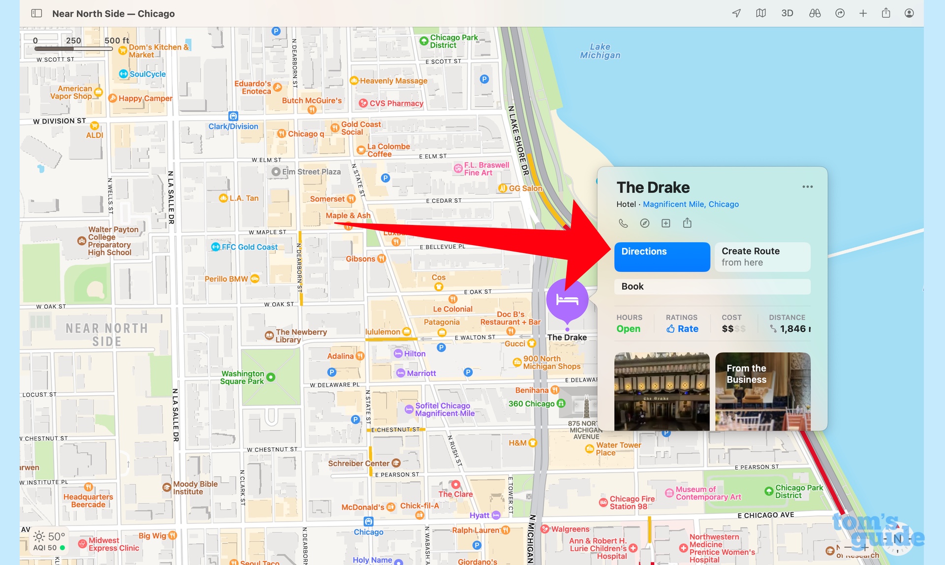 Просматривайте маршруты в Apple Maps на Mac