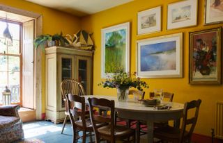 Dining room yellow walls art work