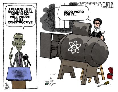 Obama cartoon World Iran Nuclear Deal