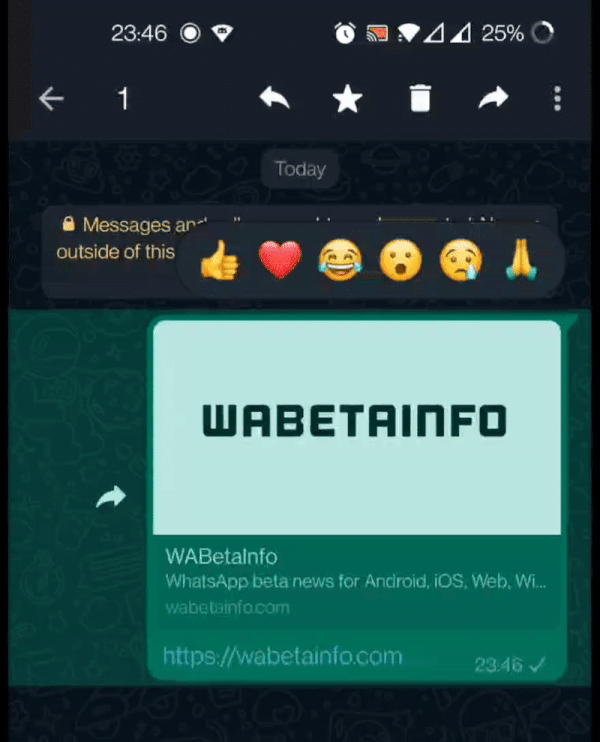 WhatsApp emoji reactions in beta