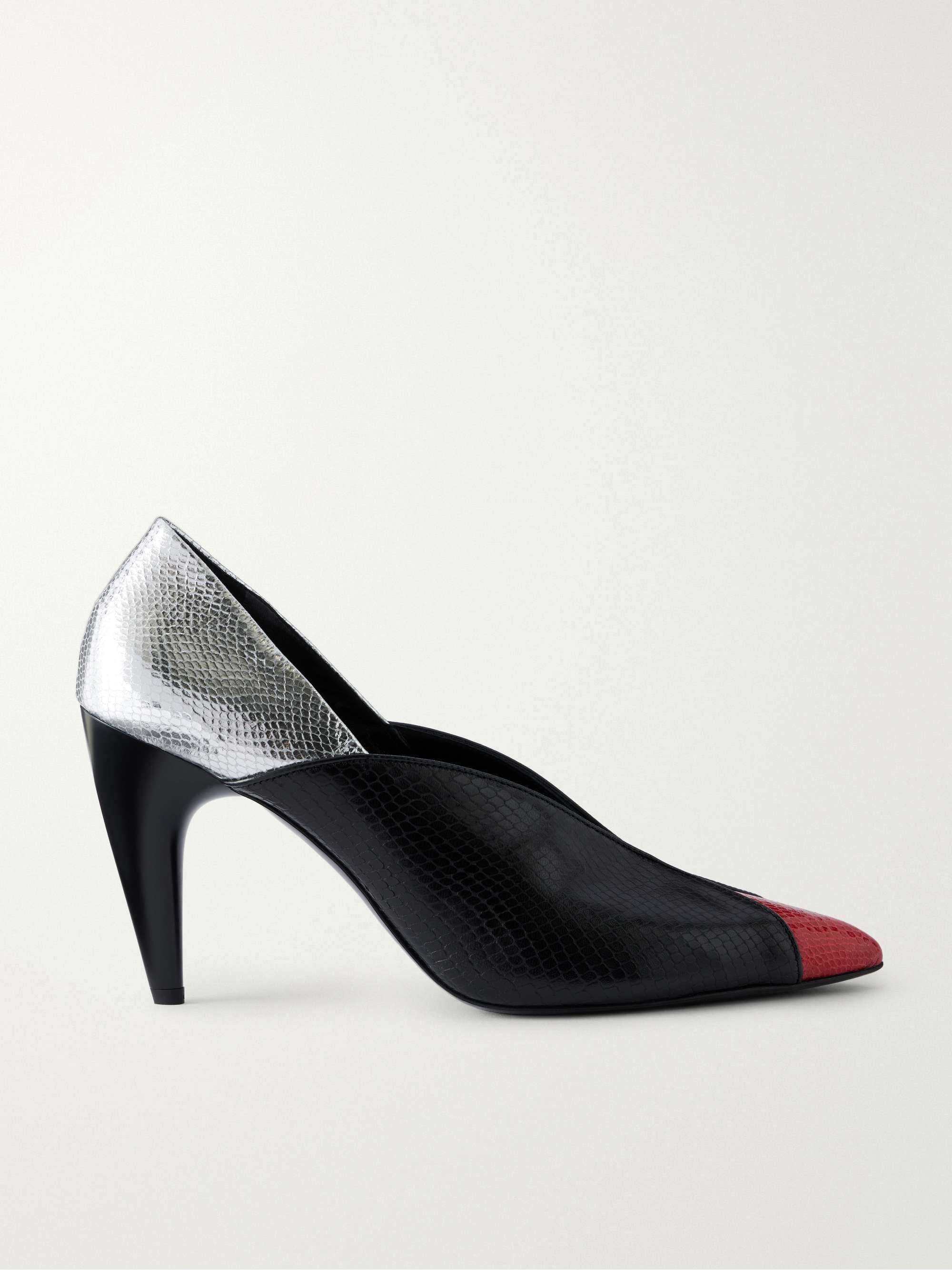 Luza 100 Paneled Snake-Effect Leather Pumps