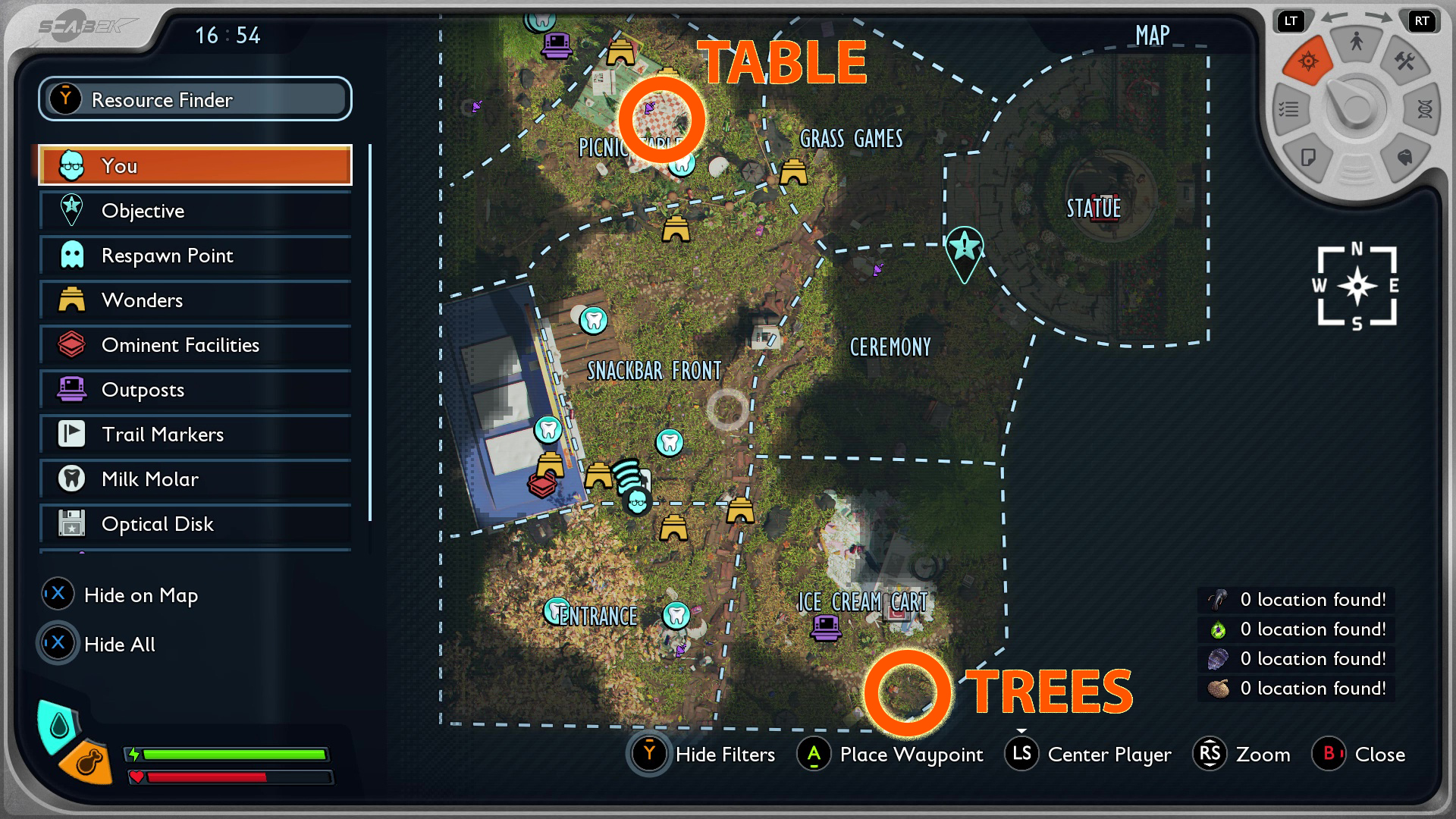 A map of where to find Grounded 2 Blueberries