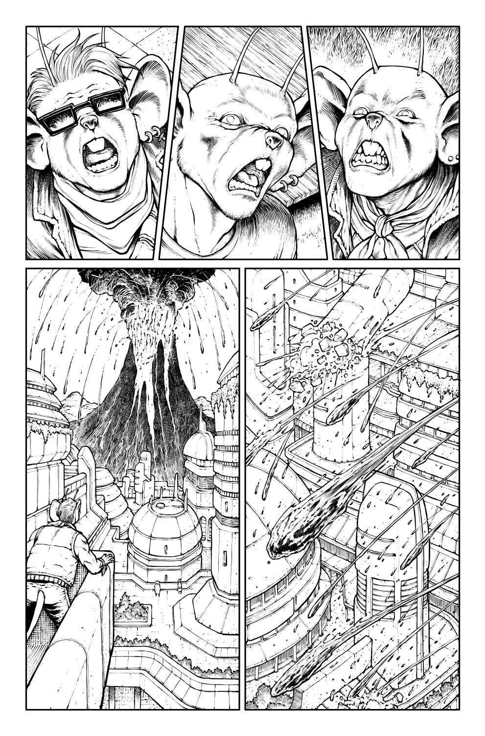 Daniel Gete's black and white interior pages from Biker Mice From Mars #1.