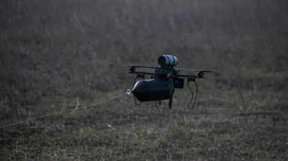A fibre-optic drone in Ukraine