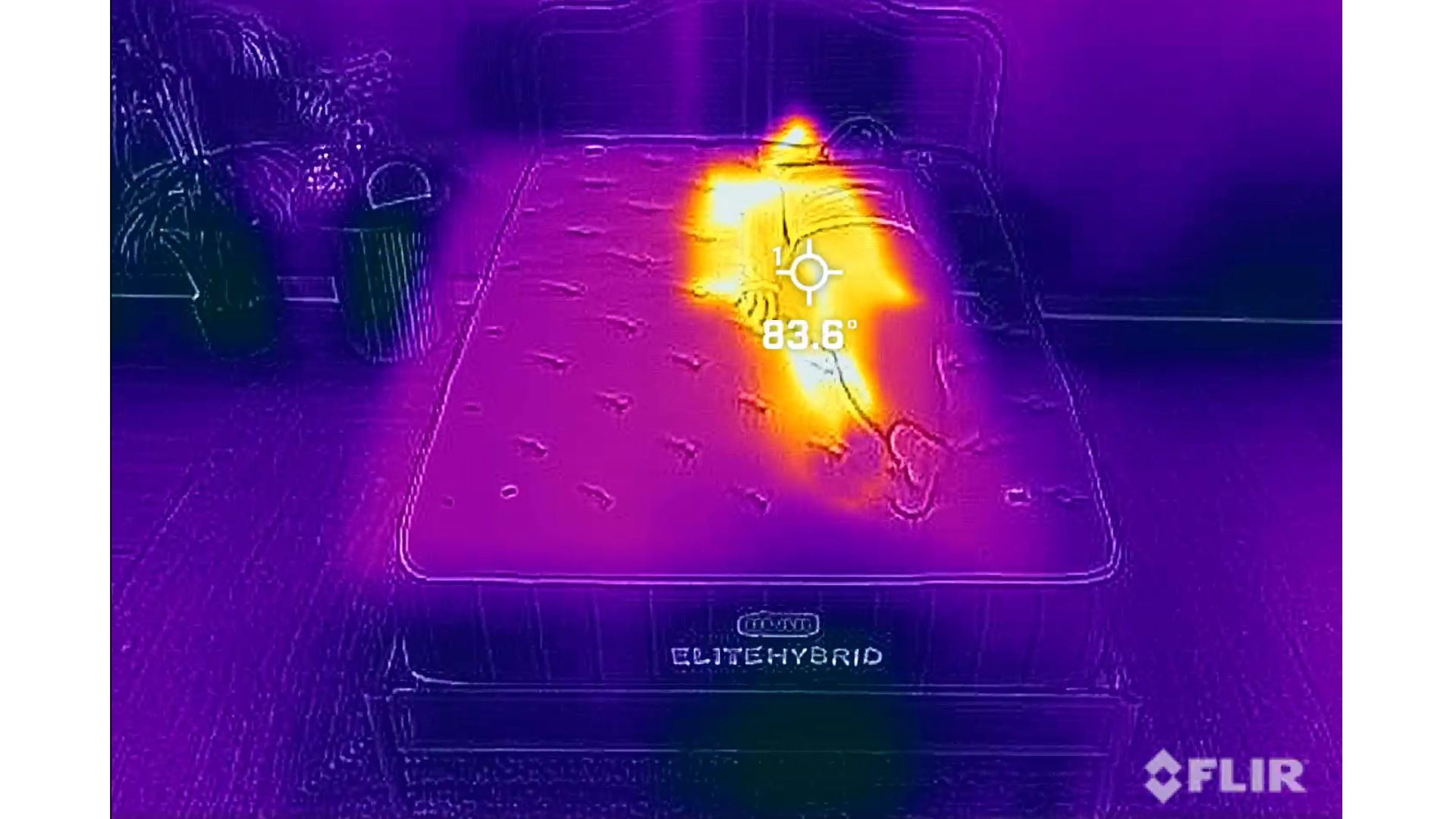 A thermal imaging camera image of the Bear Elite Hybrid mattress