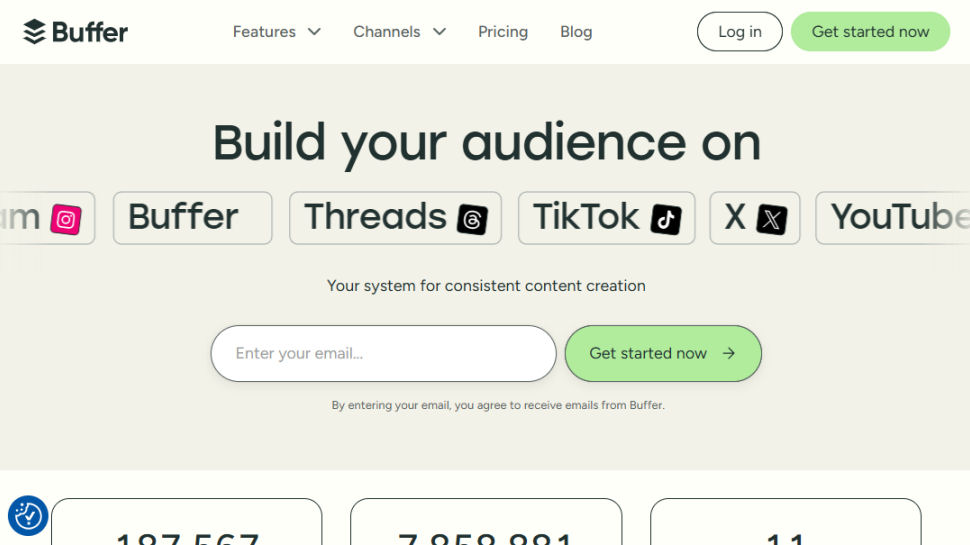 Buffer website screenshot (May 2025)