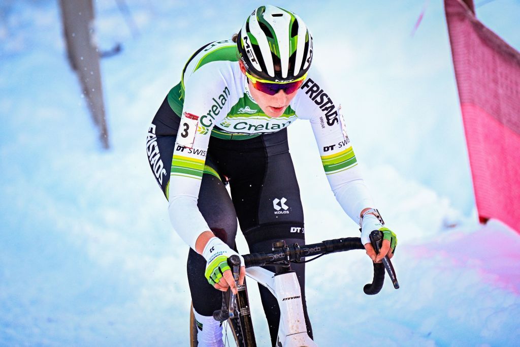 Dutch Manon Bakker pictured in action during the womens elite race of the Cyclocross World Cup race in Val di Sole Italy Saturday 17 December 2022 stage ten out of 14 in the World Cup of the 20212022 seasonBELGA PHOTO JASPER JACOBS Photo by JASPER JACOBS BELGA MAG Belga via AFP Photo by JASPER JACOBSBELGA MAGAFP via Getty Images
