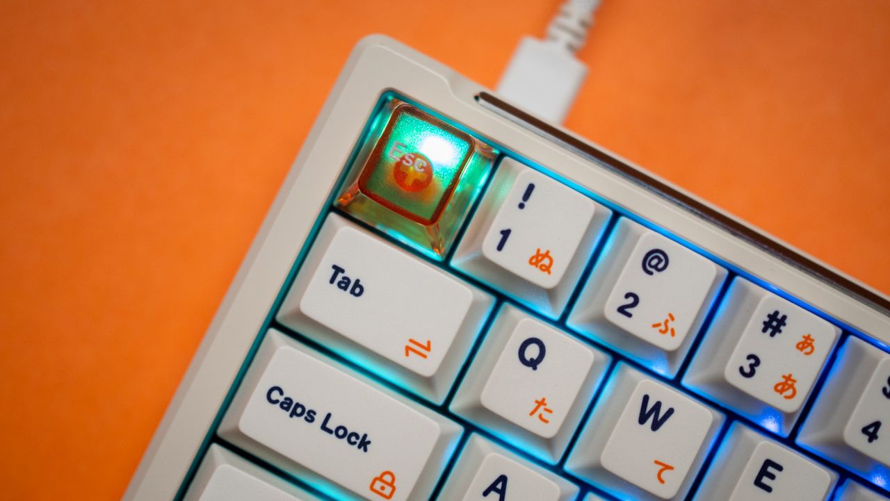Luminkey Magger68 HE mechanical gaming keyboard against colorful background