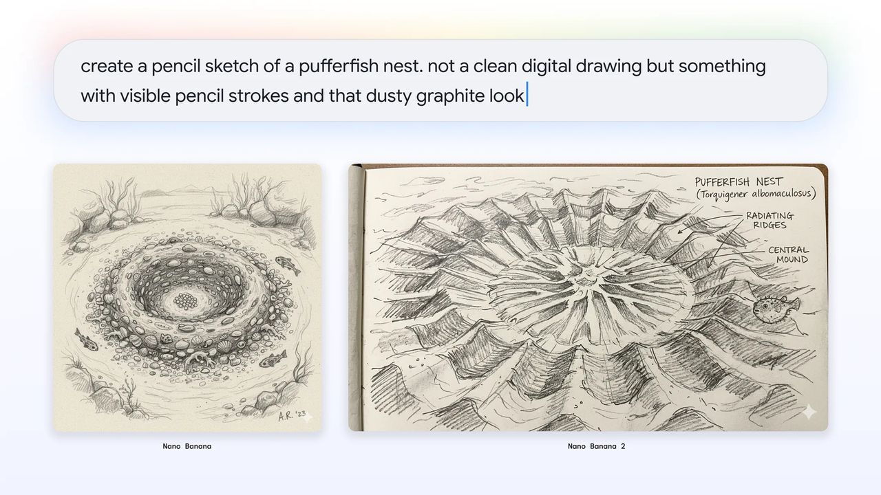 Google's sample images generated using Nano Banana 2