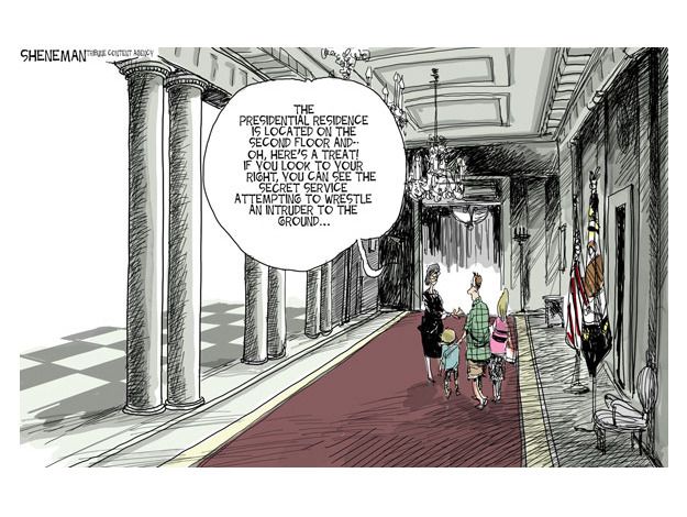 Political cartoon Secret Service security White House