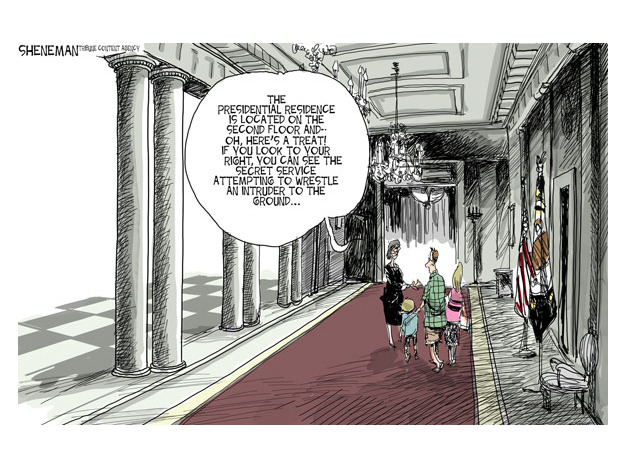 Political cartoon Secret Service security White House