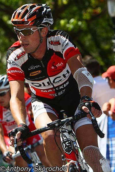 Bobby Lea (Ouch/Maxxis) showing battle scars from injuries sustained in yesterdays circiut in Souderton, Pennsylvania