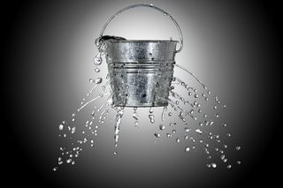Bucket leaking water