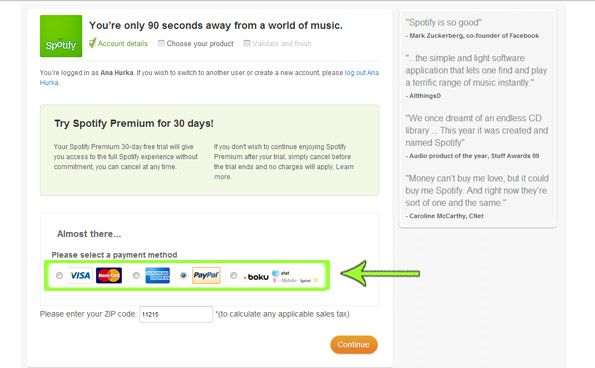 how to get spotify premium trial without credit card