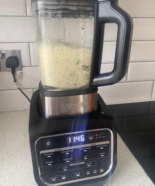 Cooking leek and potato soup in the Ninja Cold and Hot Blender