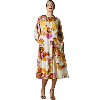 floral silk shirt dress