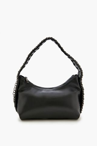 Woven Curb Chain Shoulder Bag