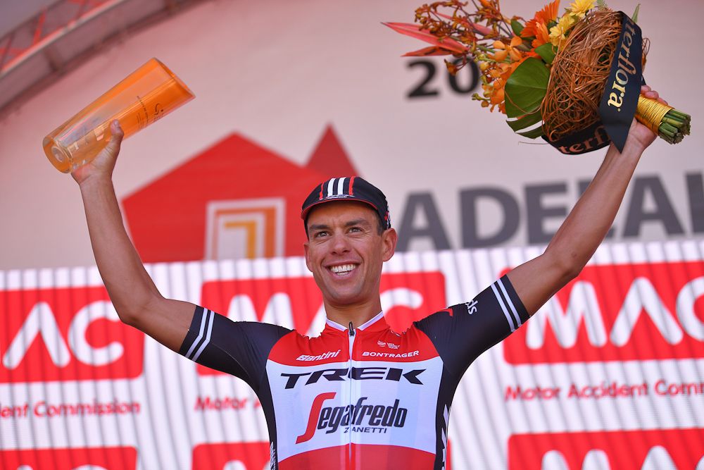 Richie Porte on the stage 6 podium at the Tour Dwon Under