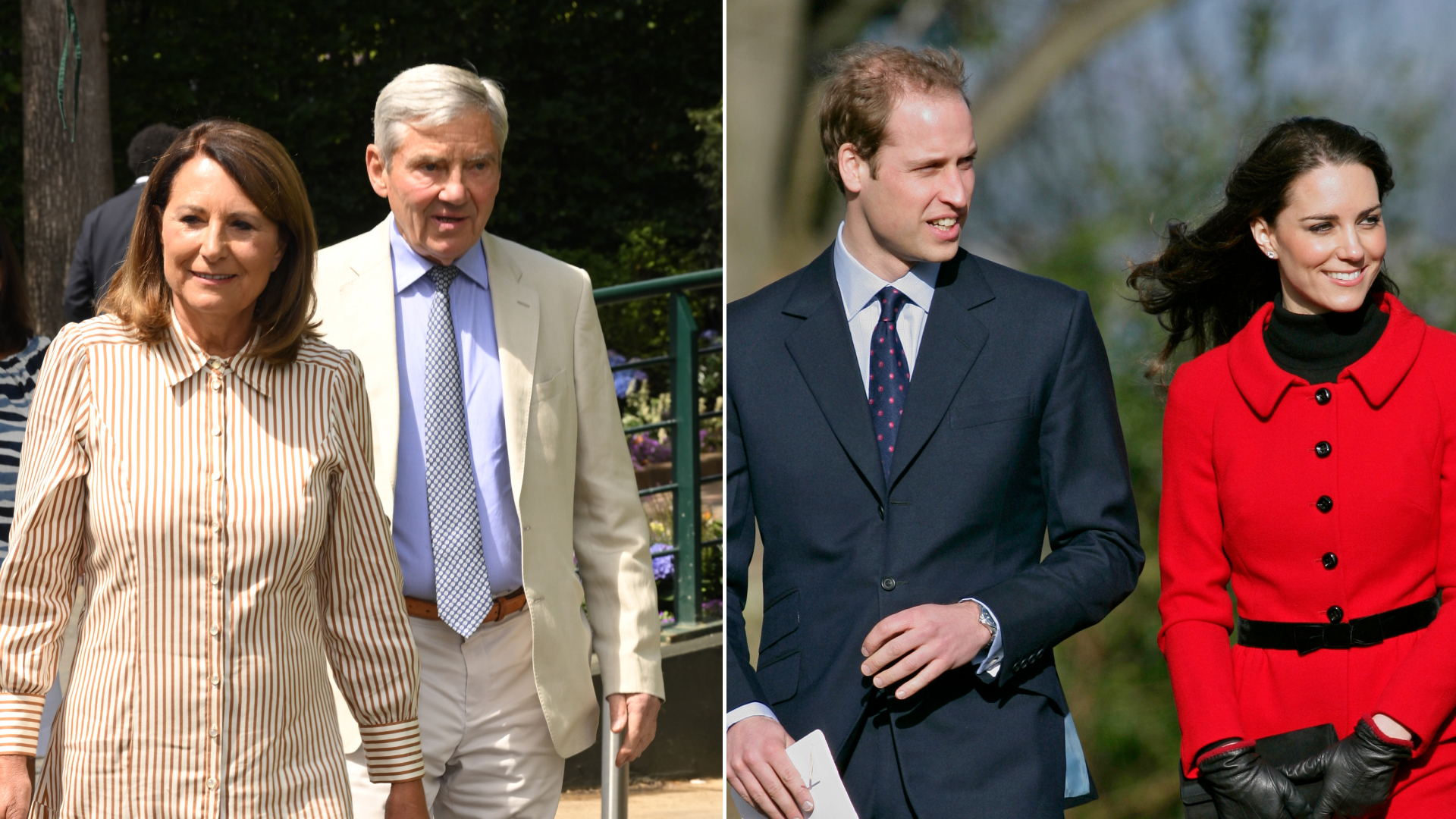 Carole Middleton and Michael Middleton attend day eight of the Wimbledon Tennis Championships on July 07, 2025, Prince William and Kate Middleton visit the University of St Andrews on February 25, 2011
