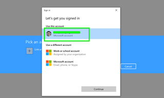 Windows 11 insider how to step 8: Select your Microsoft account